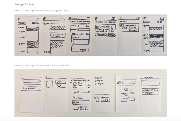 Crazy 8s lo-fi sketches for appointment booking