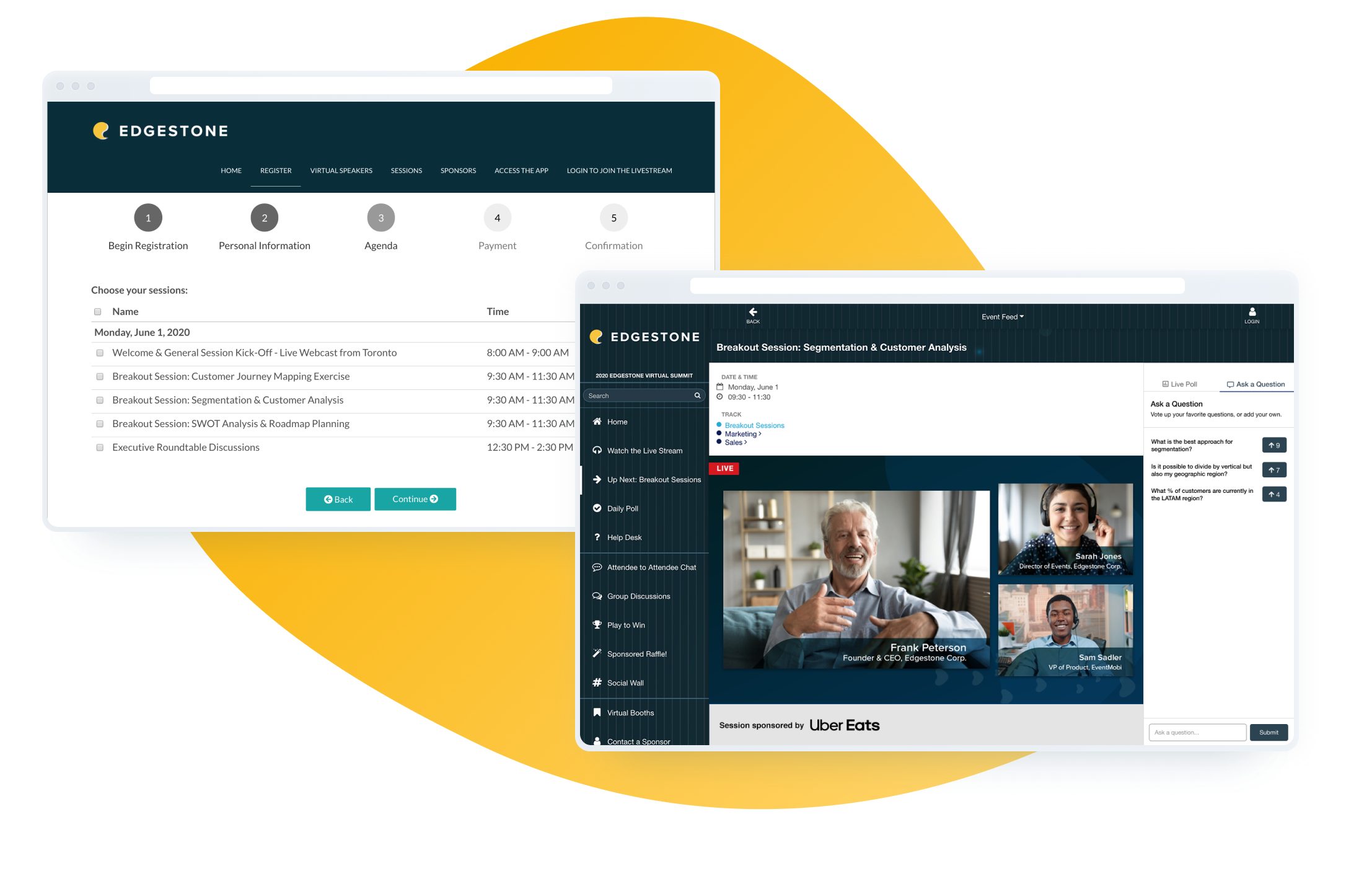 Virtual event and registration experience