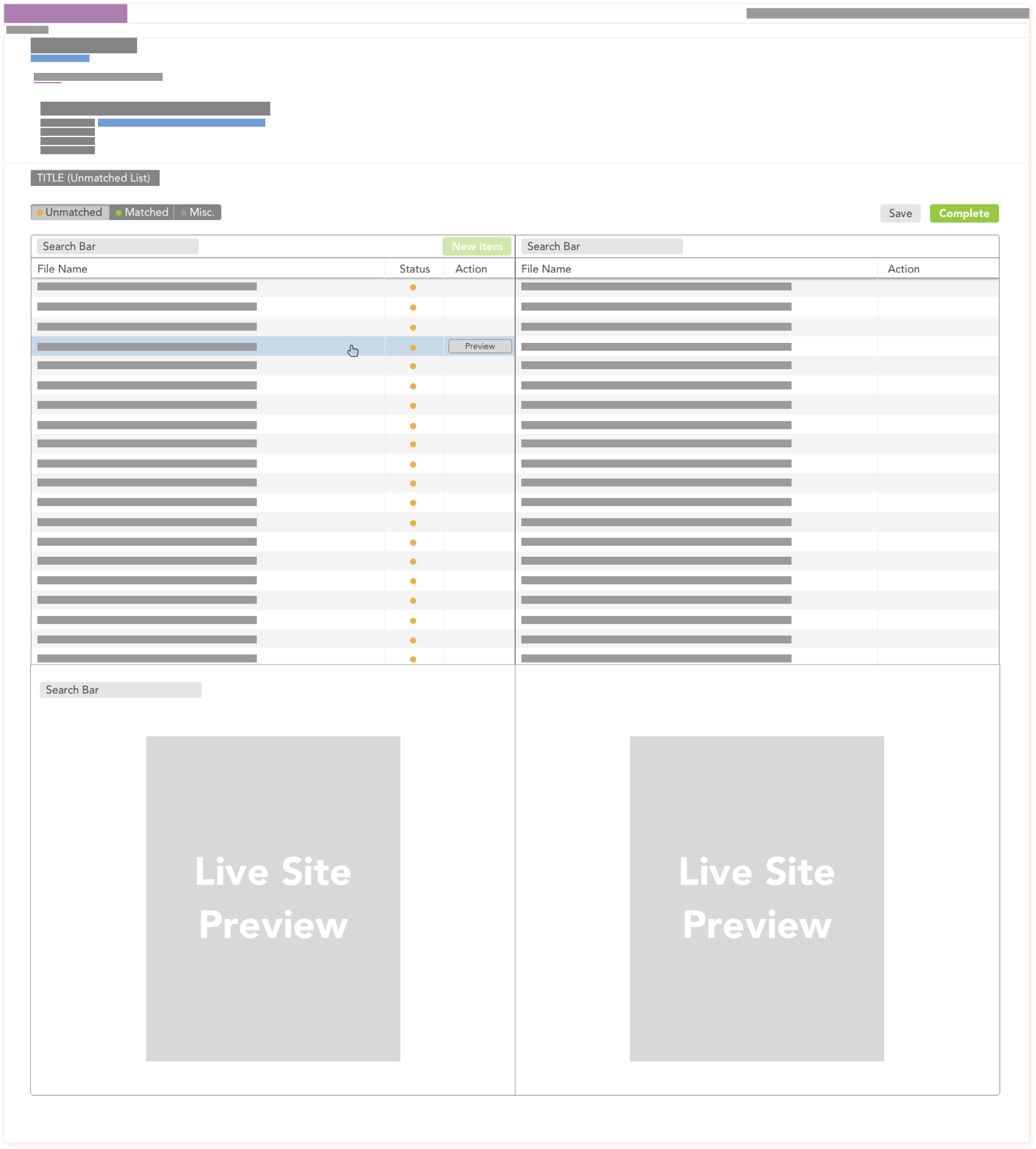 Split-screen blockframe, overview state